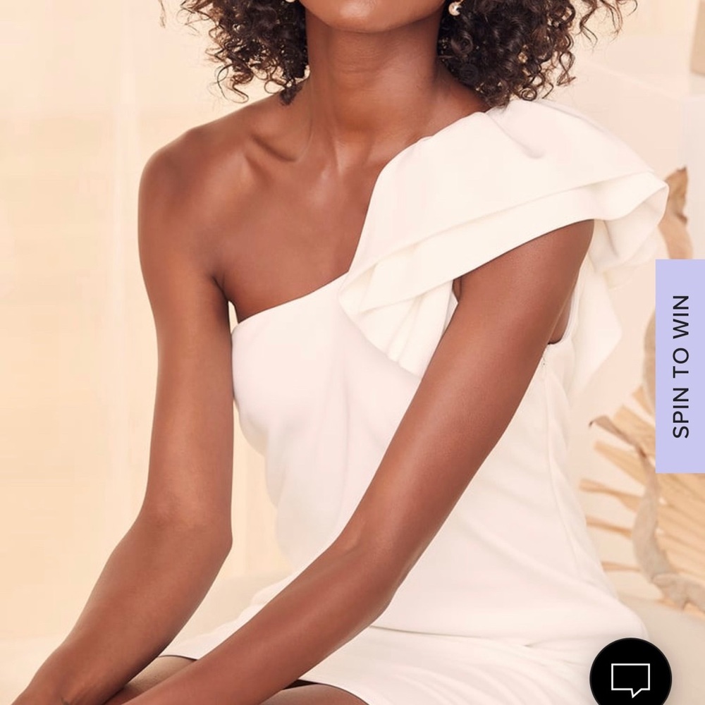 Be My Destiny White Ruffled One Shoulder Mini Dress